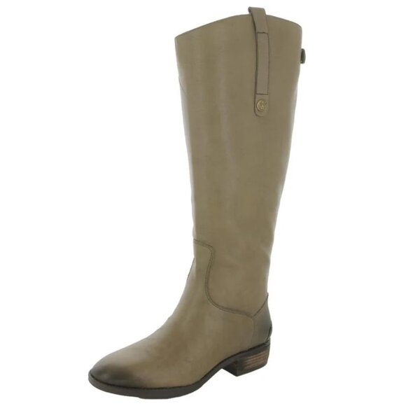 NIB SAM EDELMAN Penny 2 Leather Wide Calf Riding Boot Olive Green 6 - Picture 1 of 10